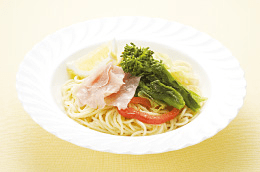 菜の花とキャベツのたらこパスタ